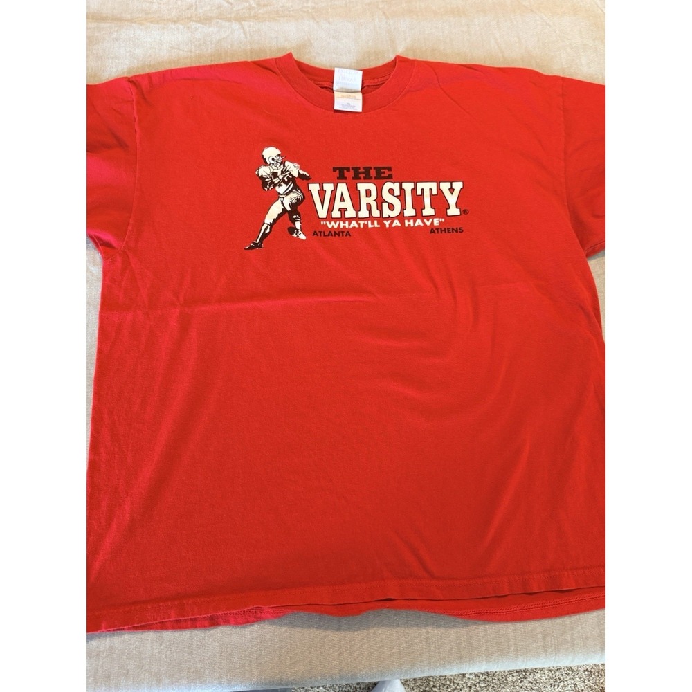 The Varsity Atlanta Athens T Shirt XXL Red Gildan Heavy Cotton Football Tee